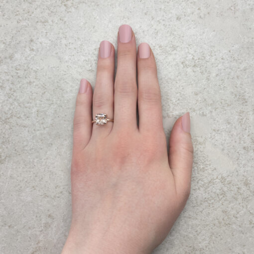 AAA Genuine Peachy Pink Morganite Ring Petal Prongs Rose Gold LS5868