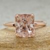 Cushion Cut Peach Morganite Solitaire Engagement Ring Rose Gold LS5864