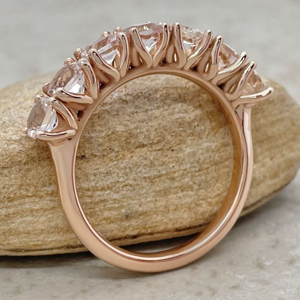 Genuine Peachy Pink Morganite Ring Lily Petal Prongs Rose Gold LS5946