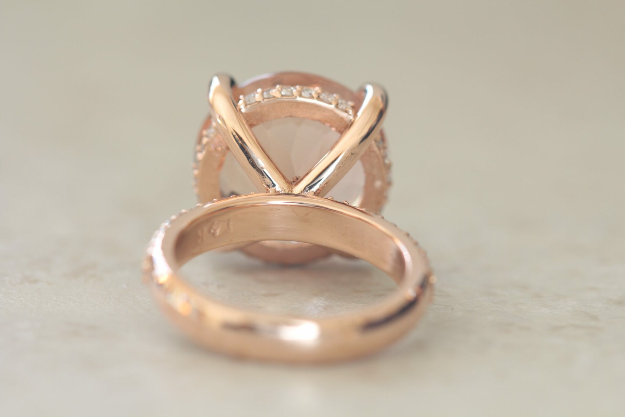 Custom Order for COEM - round peachy pink morganite with white diamonds engagement ring - Image 6