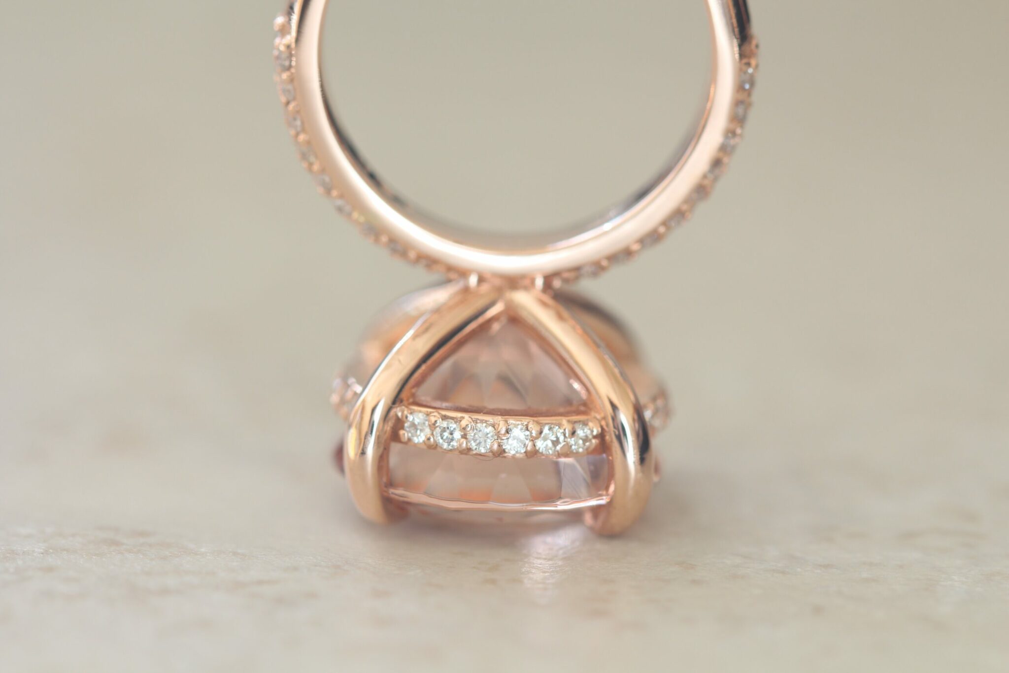 Custom Order for COEM - round peachy pink morganite with white diamonds engagement ring - Image 7