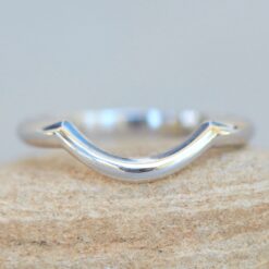 Minimalistic Plain Contoured Stacking Ring White Gold Platinum LS6057