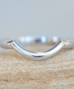 Minimalistic Plain Contoured Stacking Ring White Gold Platinum LS6057