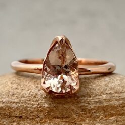One Carat Pear Morganite Engagement Ring Lily Prongs Rose Gold LS5862