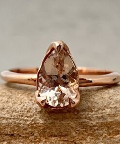 One Carat Pear Morganite Engagement Ring Lily Prongs Rose Gold LS5862