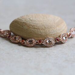 Pear Morganite Peach Sapphire Diamond Halo Bracelet Rose Gold LS6067