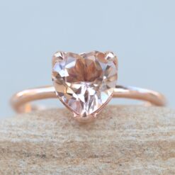 Pink Morganite Heart Cut Engagement Ring Lily Flower Rose Gold LS5858