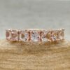 Seven Stone Square Cushion Cut Morganite Wedding Band Rose Gold LS5946
