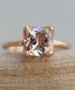 Two Carat Cushion Cut Peach Morganite Engagement Ring Rose Gold LS5868