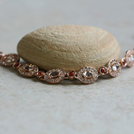 genuine round morganite and sapphire bridal bracelet LSG6067