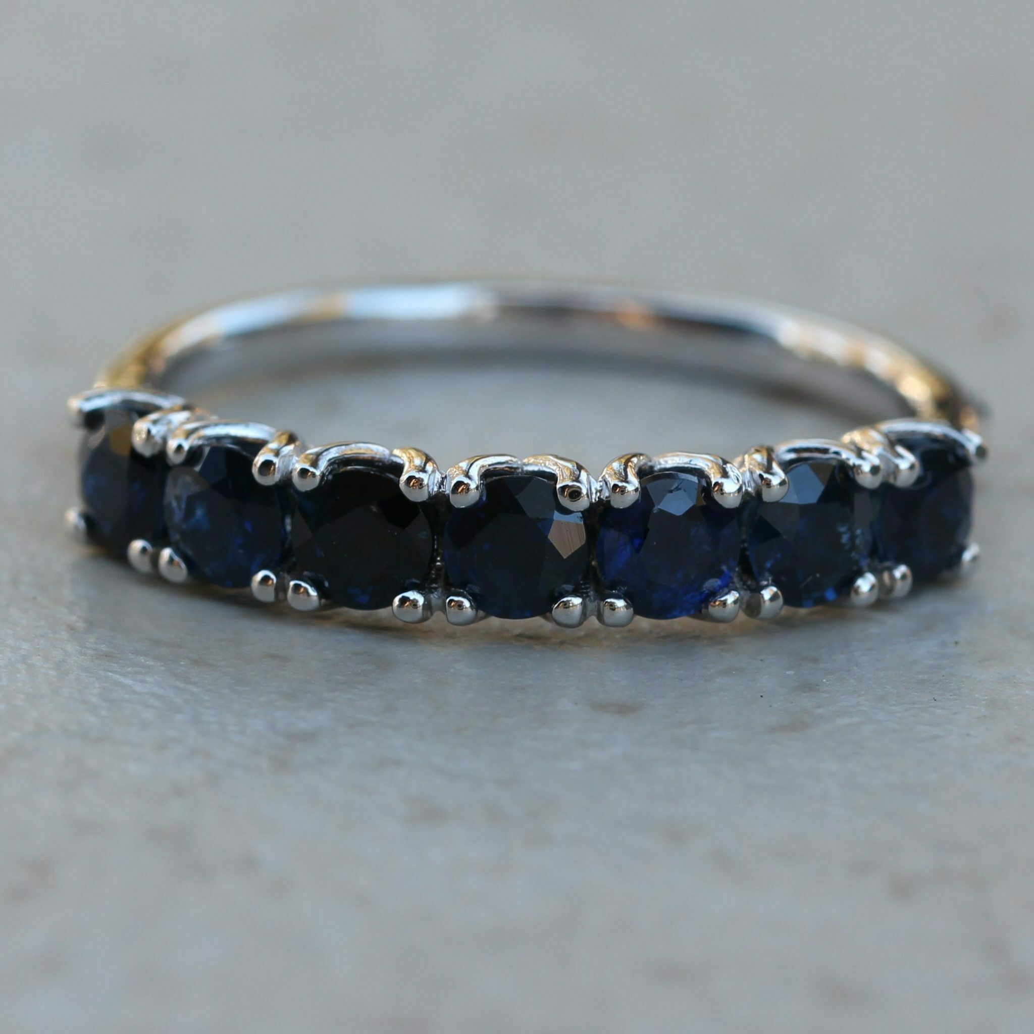 Blue Sapphire 7 stone Lily Collection band - Image 2