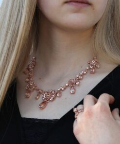Luxury Red Carpet Morganite Peach Sapphire Necklace Rose Gold LS6065
