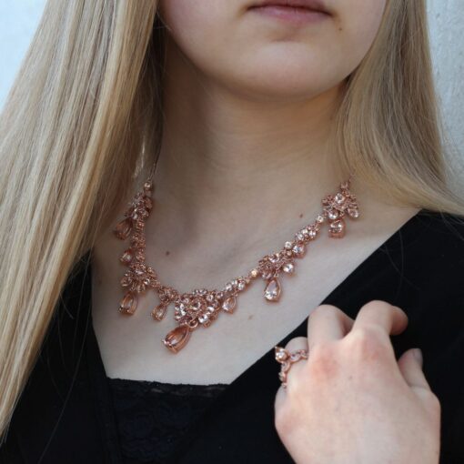 Luxury Red Carpet Morganite Peach Sapphire Necklace Rose Gold LS6065