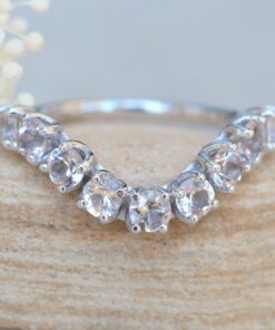 Round Cut Contoured Morganite Wedding Ring White Gold Platinum LS6081
