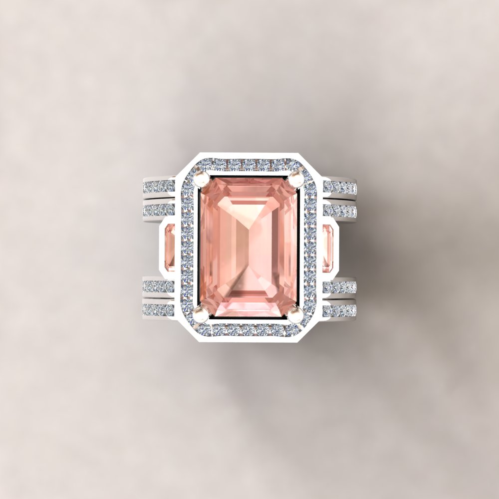 New Morganite and Diamond engagement ring with 2 wedding bands - Image 10