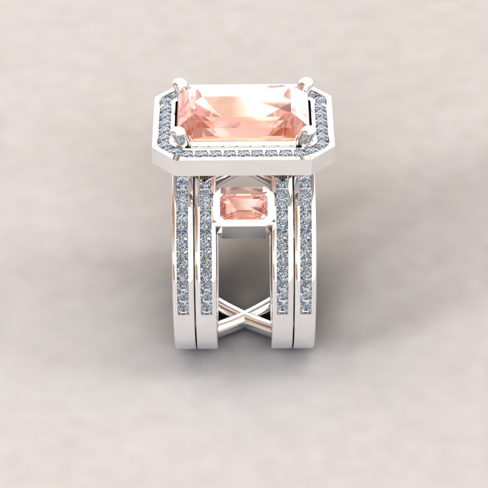 New Morganite and Diamond engagement ring with 2 wedding bands - Image 8