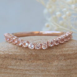 Contoured Morganite Wedding Band Flower Petal Prongs Rose Gold LS6082