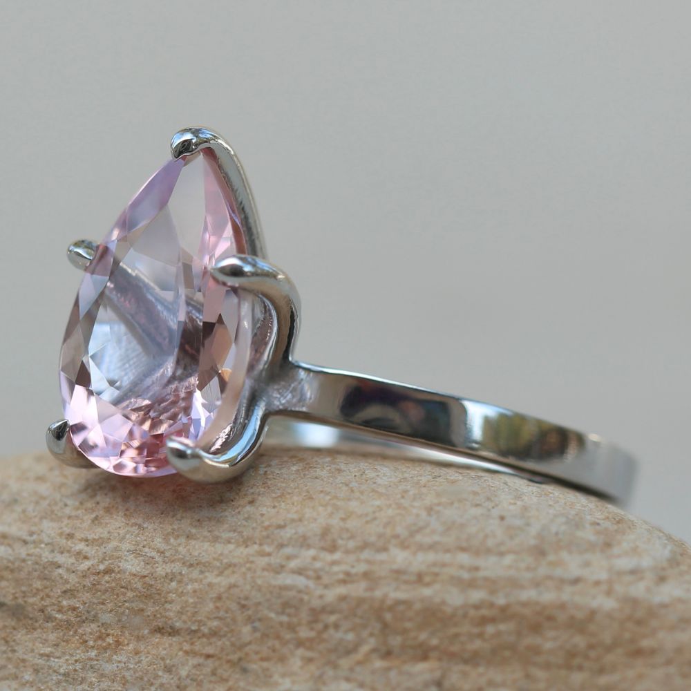 Five Prong Pink Morganite Engagement Ring White Gold Platinum LS5951