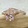 Oval Light Peach Morganite Full Eternity Bridal Set Rose Gold LS6085
