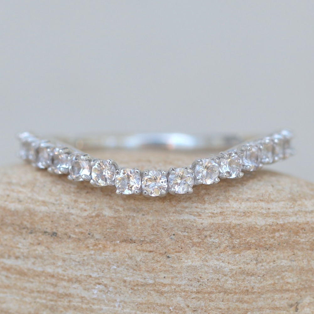 Peachy Pink Morganite Stacking Wedding Ring White Gold Platinum LS6082