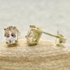 Filigree Setting Oval Cut Peach Morganite Earrings Yellow Gold LS5681