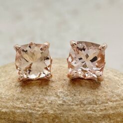 One Carat Peach Pink Morganite Studs Filigree Setting Rose Gold LS5459