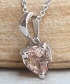 Solitaire Heart Cut Peach Morganite Pendant White Gold Platinum LS5692