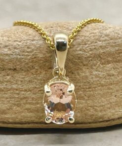 Solitaire Oval Cut Peach Morganite Pendant Filigree Yellow Gold LS5688