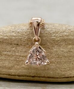 Trillion Cut Peach Morganite Pendant Filigree Setting Rose Gold LS5689