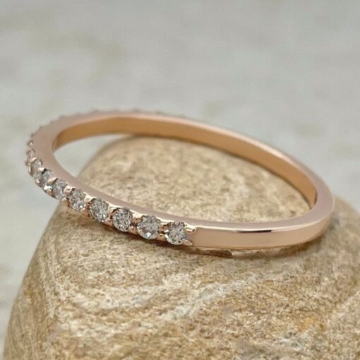 Half Eternity Round Cut Diamond Matching Wedding Ring Rose Gold LS6153