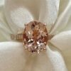 Light Peach Morganite Engagement Ring Diamond Shank Rose Gold LS6154