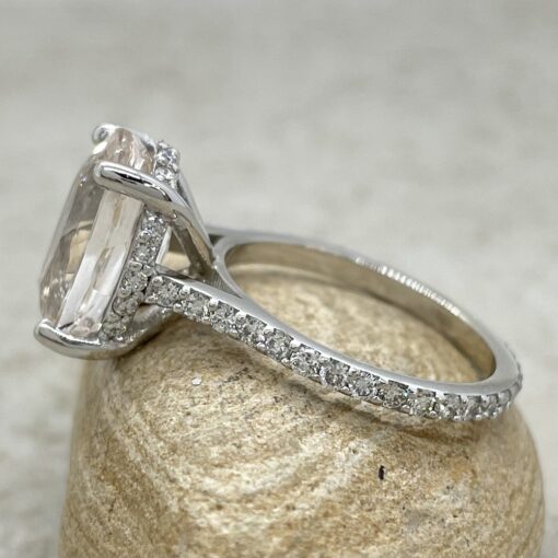 Light Peach Morganite Ring Cathedral Shank White Gold Platinum LS6158