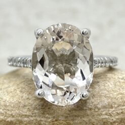 Light Peachy Pink Morganite Engagement Ring White Gold Platinum LS6158
