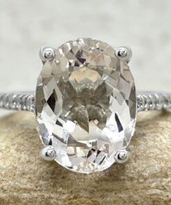 Light Peachy Pink Morganite Engagement Ring White Gold Platinum LS6158