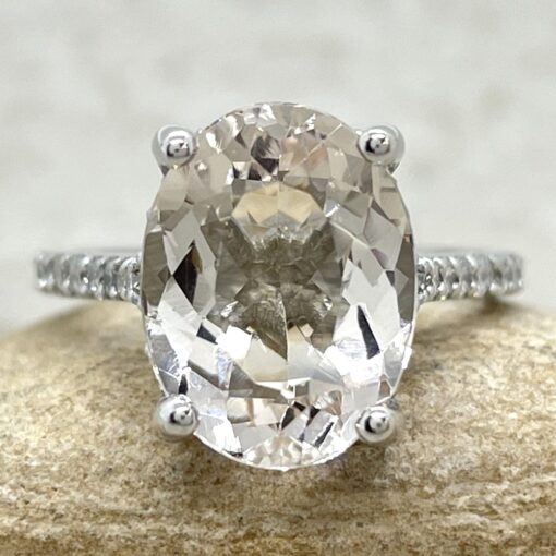Light Peachy Pink Morganite Engagement Ring White Gold Platinum LS6158