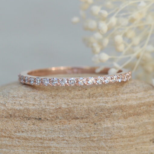 Matching Round Cut Diamond Wedding Ring Full Eternity Rose Gold LS6151