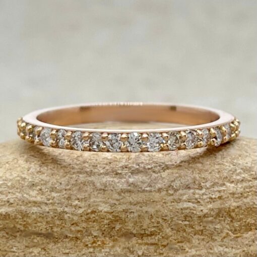 Minimalistic Round Lab Organic Diamond Stacking Ring Rose Gold LS6152