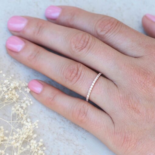 Simplistic Full Eternity Round Diamond Wedding Band Rose Gold LS6151