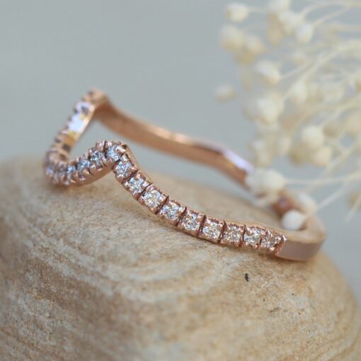 contoured diamond wedding band 14k rose gold LS6155