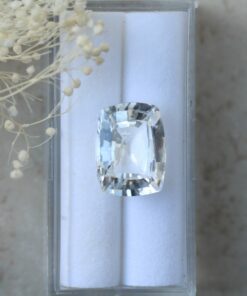 lab created white sapphire 14x12mm rectangular cushion cut 13.82 carats LSG1323