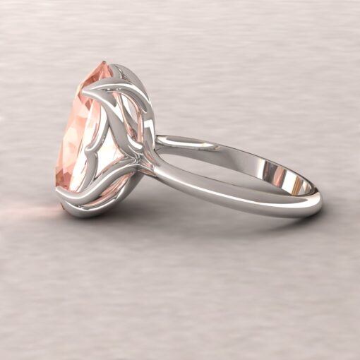 AAA Peachy Pink Morganite Flower Prong Ring White Gold Platinum LS5859