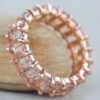 Emerald Cut Morganite Gemstone Eternity Stacking Ring Rose Gold LS5934
