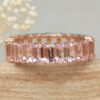 Emerald Cut Pink Morganite Full Eternity Wedding Ring Rose Gold LS6123