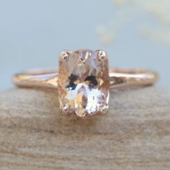Genuine Peach Pink Morganite Gemstone Engagement Ring Rose Gold LS5860
