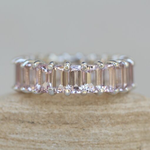Genuine Pure Pink Morganite Eternity Ring White Gold Platinum LS6123