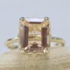 Emerald Cut Morganite Engagement Ring Front 14k Yellow Gold LS6099