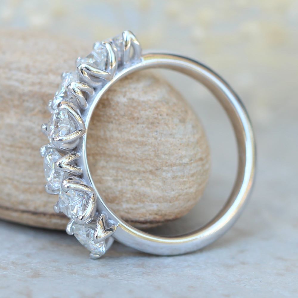 Heart Shape Lab Diamond Ring Flower Prongs White Gold Platinum LS6184