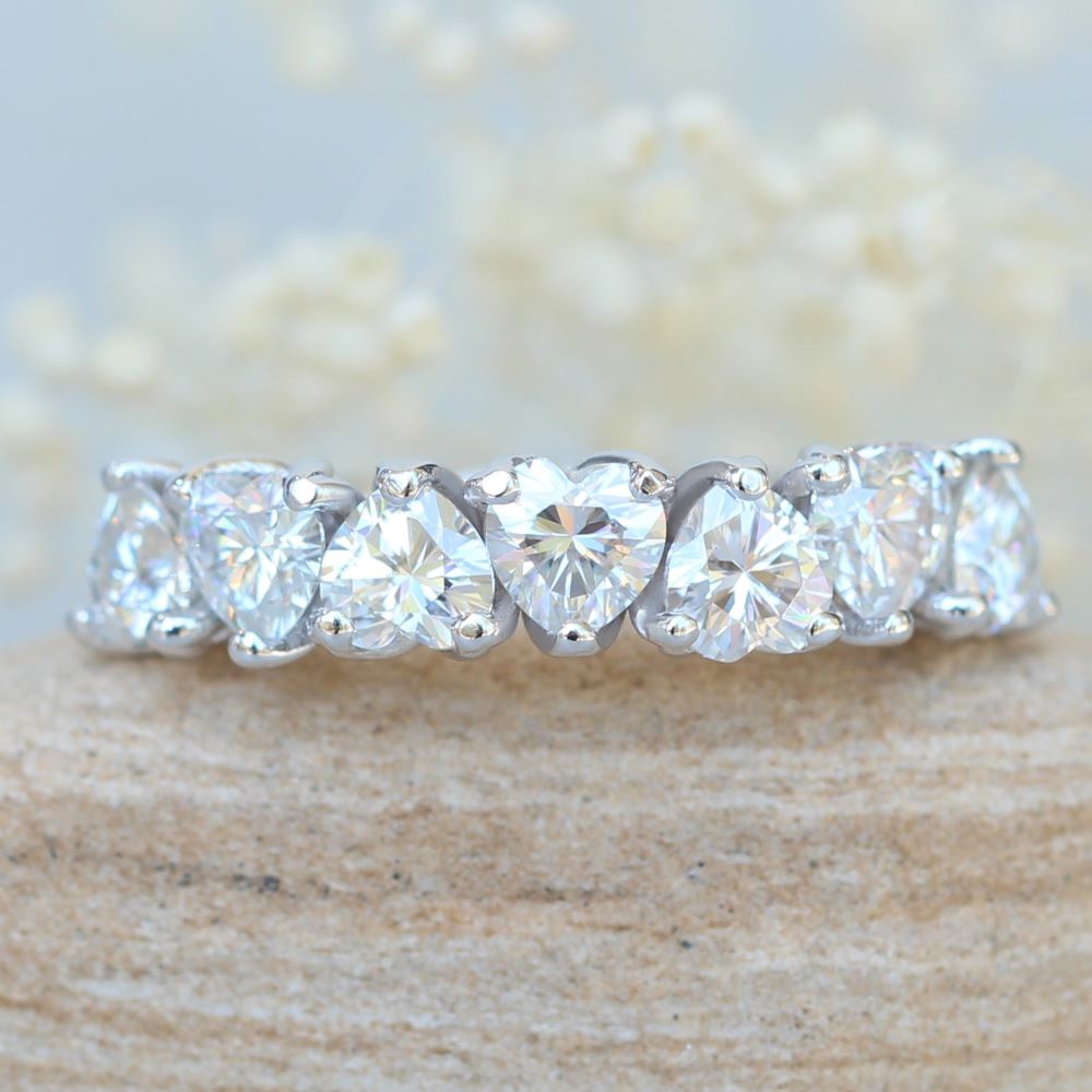 IGI Certified Lab Diamond Flower Prong Band White Gold Platinum LS6184