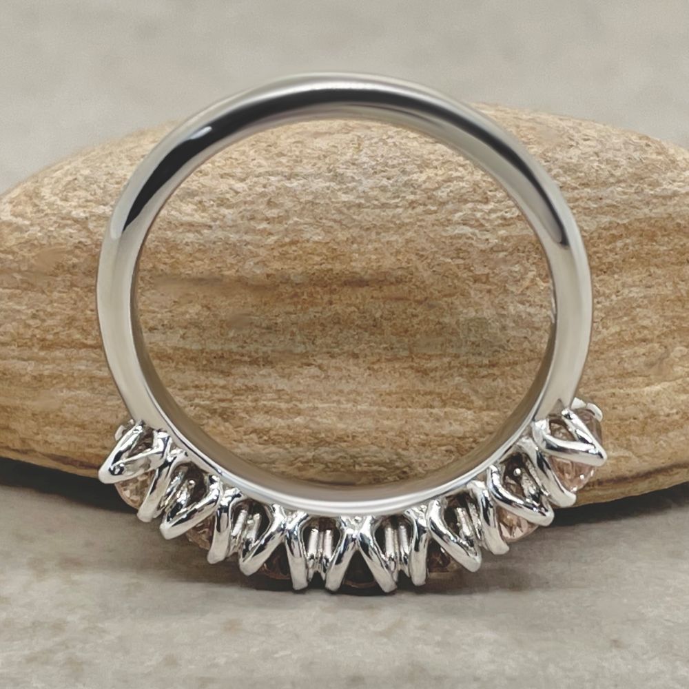 Oval Cut Morganite Petal Prong Wedding Ring White Gold Platinum LS5942