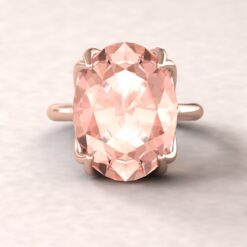 Oval Cut Morganite Solitaire Ring Lily Petal Prongs Rose Gold LS5859
